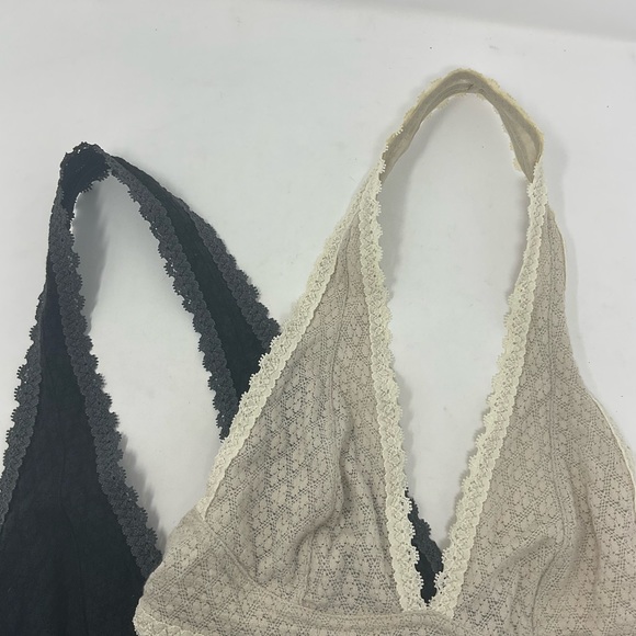 Intimately Free People Wireless Halter Lace Bra Tan and Black XS - Picture 7 of 7